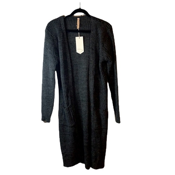 NWT Ashley by 26 International Gray Tweed Chunky Knit Long Womens Cardigan Small - Picture 2 of 13